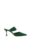 Manolo Blahnik Circeamu 070 Suede Mule Shoes In Green