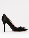 Manolo Blahnik 70mm Hangisi Crystal-buckle Pumps In Black