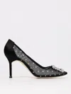 Manolo Blahnik Hangisi 90 Satin-trimmed Crystal-embellished Flocked Mesh Pumps In Black