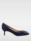 Manolo Blahnik Crystal Buckle Detail Design High Heels In Navy