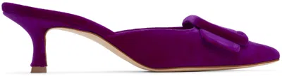 Manolo Blahnik Purple Maysale Mules In Bpur(5268)