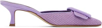 Manolo Blahnik Purple Maysalebi Mules In 5146 Mpur / 5221 Bpu