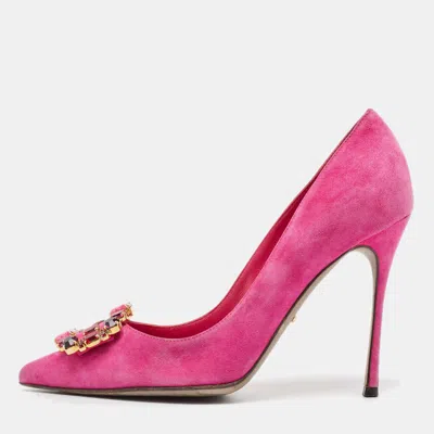 Pre-owned Manolo Blahnik Purple Suede Hangisi Pumps Size 37.5