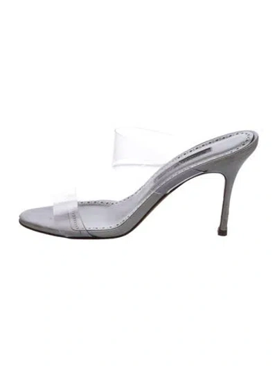Pre-owned Manolo Blahnik Pvc Slides In Gray