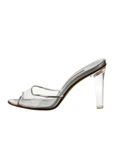 Pre-owned Manolo Blahnik Pvc Slides In Silver