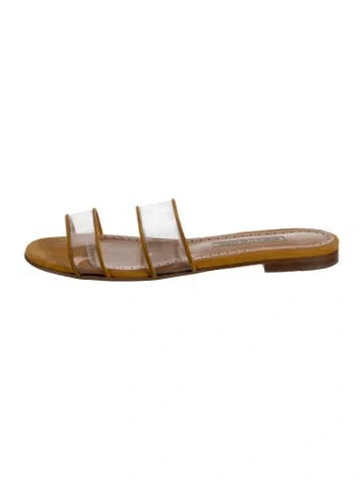Pre-owned Manolo Blahnik Pvc Slides In Yellow