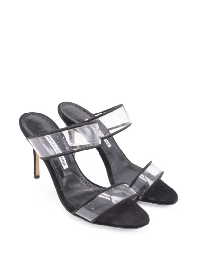 Pre-owned Manolo Blahnik Pvc Strap Mules In Black
