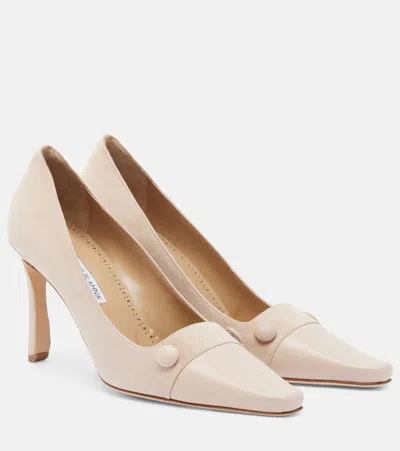 Manolo Blahnik Quantapla Suede Pumps In Neutral