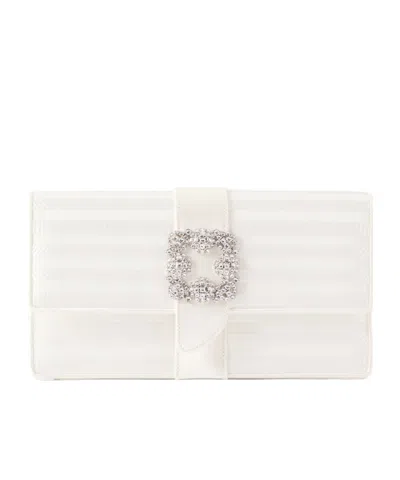 Manolo Blahnik Quilted Clutch Bag In White