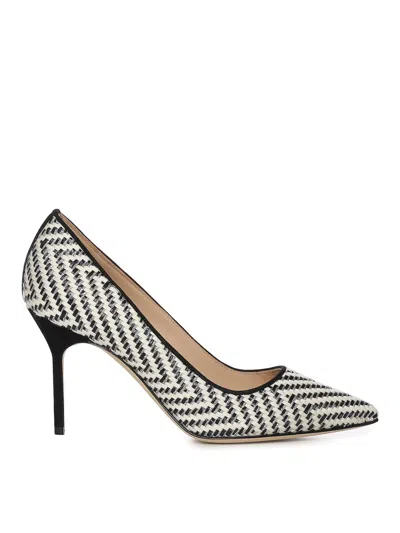 Manolo Blahnik Raffia And Leather Pumps In Black