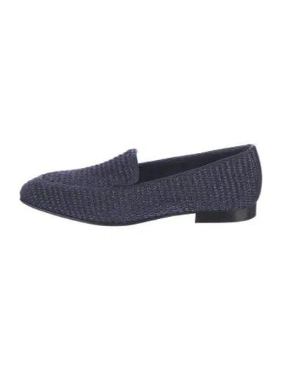 Pre-owned Manolo Blahnik Raffia Loafers In Blue