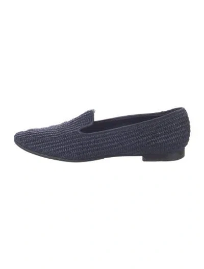 Pre-owned Manolo Blahnik Raffia Loafers In Blue