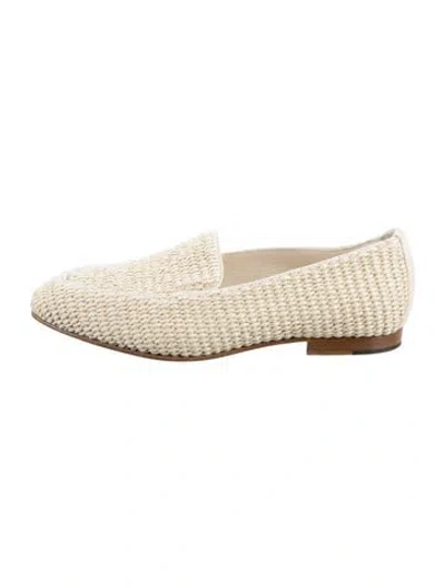 Pre-owned Manolo Blahnik Raffia Loafers In Neutrals