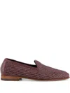 Manolo Blahnik Raffia Loafers In Red