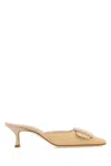 Manolo Blahnik Natural Velvet Maysale Heels In Dcrmmnud