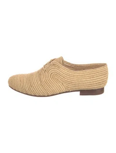 Pre-owned Manolo Blahnik Raffia Oxfords In Neutrals