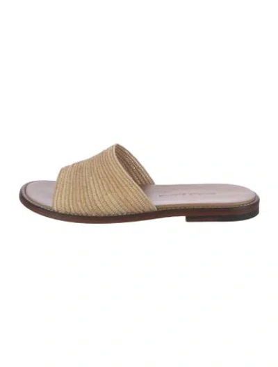 Pre-owned Manolo Blahnik Raffia Slides In Neutrals