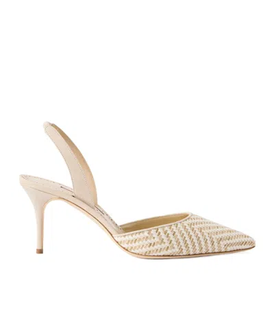 MANOLO BLAHNIK RAFFIA SLINGBACK PUMPS