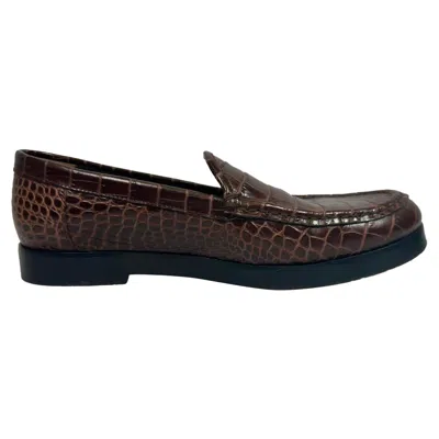 Manolo Blahnik Ralone Croc-effect Loafers In Brown Leather In Pattern