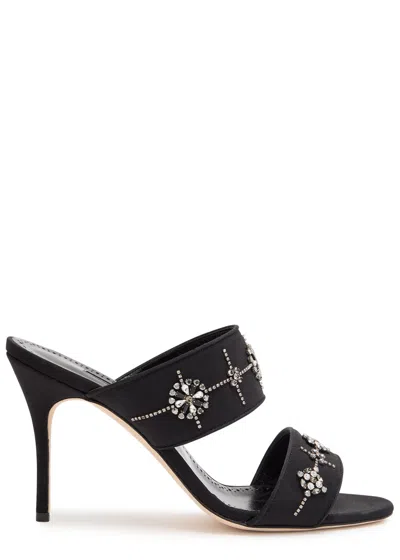 Manolo Blahnik Ralota 90 Crystal-embellished Crepe De Chine Mules In Multi