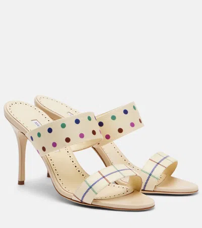 Manolo Blahnik 90mm Ralotapla Silk Twill Sandals In Neutral