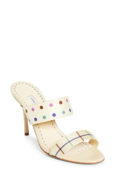 Manolo Blahnik Ralotapla Slide Sandal In Neutral