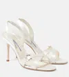Manolo Blahnik Ramisli Embellished Satin Slingback Sandals In Grey
