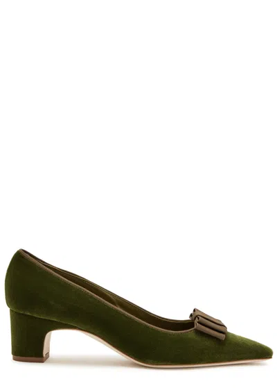Manolo Blahnik Reador 50 Velvet Pumps In Green
