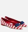 Manolo Blahnik Reador Bow-detail Striped Ballet Flats In Red