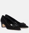Manolo Blahnik Reador 50 Bow-detailed Suede Pumps In Black