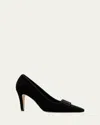 Manolo Blahnik Bow-detailing Velvet Pumps In Black