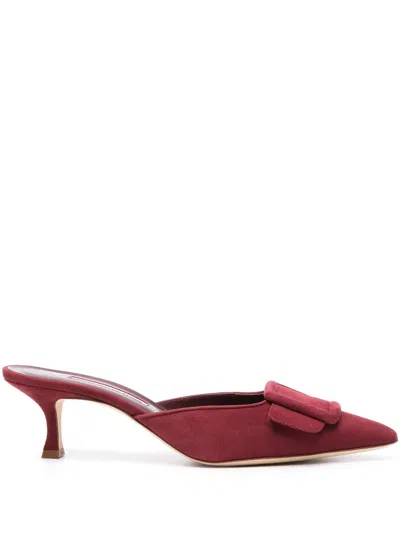 Manolo Blahnik Red Maysale 50mm Mules In Rot