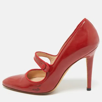 Manolo Blahnik Red Patent Leather Campy Mary Jane Pumps