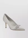 Manolo Blahnik Rhinestone Buckle Satin Pumps