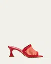 Manolo Blahnik Rimawi Heel Mules In Red Pattern