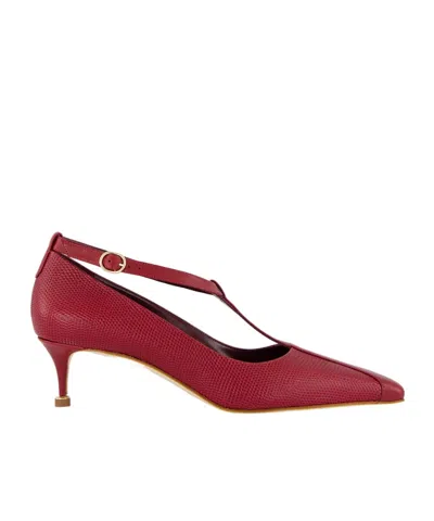 Manolo Blahnik T-bar Leather Pumps In Red