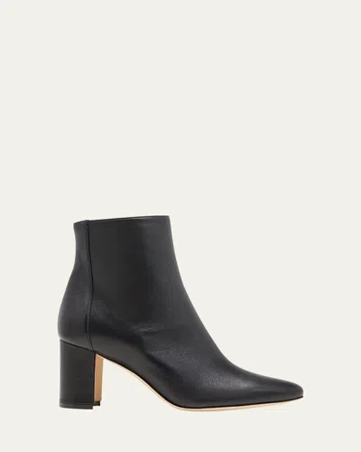 Manolo Blahnik Rosie Leather Zip Booties In Black