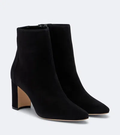 Manolo Blahnik Rosie Suede Ankle Boots In Black