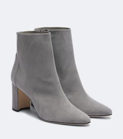 Manolo Blahnik Rosie Suede Ankle Boots In Gray