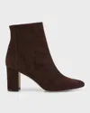 Manolo Blahnik Rosie Suede Zip Ankle Booties In Burgundy