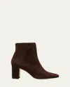 Manolo Blahnik Rosie Suede Zip Ankle Booties In Dark Brown