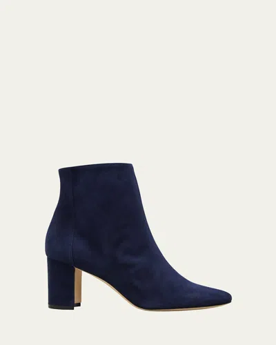 MANOLO BLAHNIK ROSIE SUEDE ZIP ANKLE BOOTIES