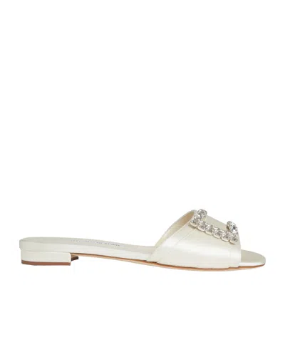 Manolo Blahnik Ramiflat Slip-on Sandals In White