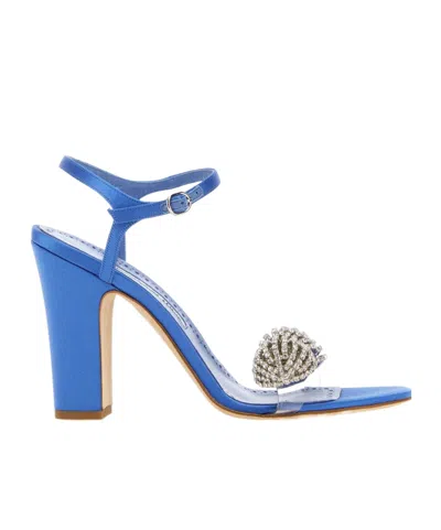 Manolo Blahnik Round-headed High-heeled Sandals In Blue
