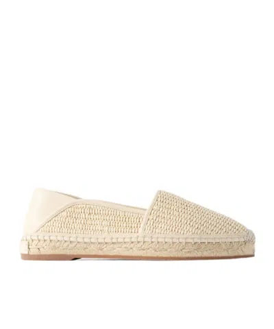 Manolo Blahnik Espadra Collapsible-heel Leather-trimmed Raffia Espadrilles In White
