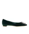 Manolo Blahnik Round Toe Flat Shoes In Green
