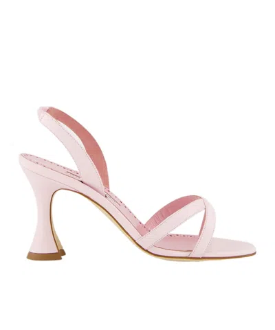 Manolo Blahnik Round Toe High Heel Sandals In Pink