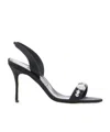 Manolo Blahnik Round Toe High Heel Sandals In Black