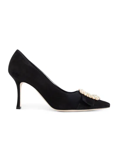 Manolo Blahnik Round Toe High Heels In Black