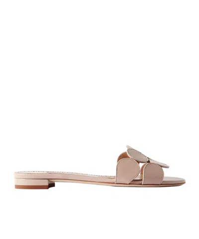 Manolo Blahnik Haribalmu 10 Cutout Leather Slides In Neutrals